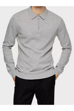 Load image into Gallery viewer, Zip Knitted Polo Grey