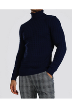 Load image into Gallery viewer, Cable Knit Roll Neck Navy