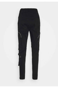 Skinny Zip Cargo Pants Black