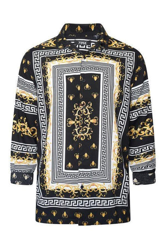 Baroque Long Sleeve Silky Shirt Black