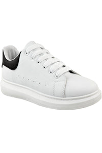Thick Sole Trainers White (Black Heel)