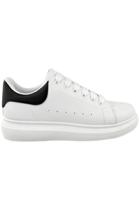 Thick Sole Trainers White (Black Heel)