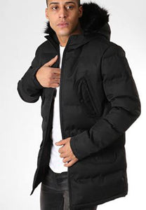 Jackets - Padded Fur Hood Parka Black