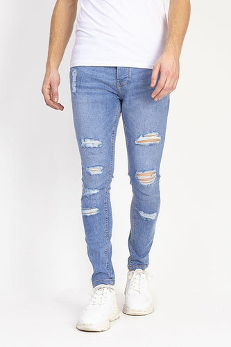 Jeans - Skinny Destroyed Jeans Blue