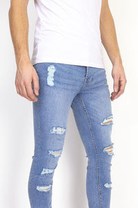 Jeans - Skinny Destroyed Jeans Blue