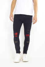 Load image into Gallery viewer, Jeans - Skinny Patch Jeans Black