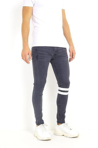 Jeans - Skinny Washed Jeans Band Black