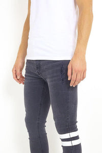 Jeans - Skinny Washed Jeans Band Black