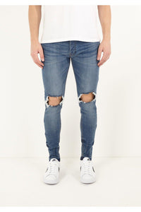 Jeans - Skinny Washed Jeans Ripped Blue