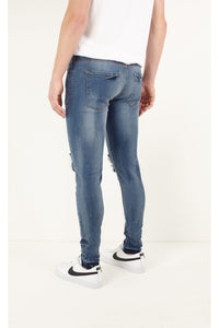 Jeans - Skinny Washed Jeans Ripped Blue