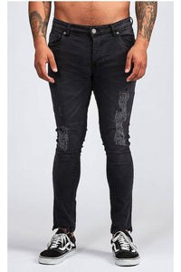 Jeans - Skinny Washed Ripped Jeans Dk Charcoal