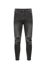 Load image into Gallery viewer, Jeans - Skinny Washed Ripped Knee Jeans Charcoal