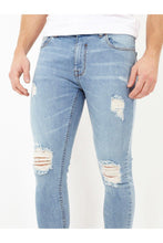 Load image into Gallery viewer, Jeans - Stretch Skinny Destroyed Jeans Blue