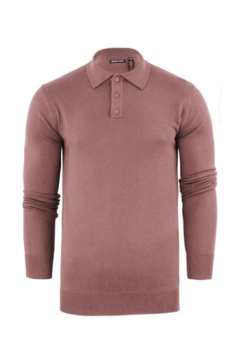 0 Lightweight Knitted Polo Long Sleeve Dusty Pink