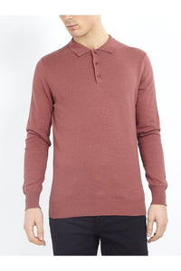 0 Lightweight Knitted Polo Long Sleeve Dusty Pink