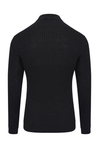 0 Muscle Fit Ribbed Turtle Knit Black
