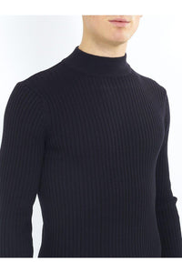 0 Muscle Fit Ribbed Turtle Knit Black