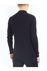 0 Muscle Fit Ribbed Turtle Knit Black