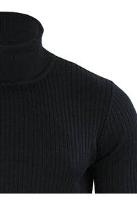 Knitwear - 0 Ribbed Roll Neck Lightweight Knit Black