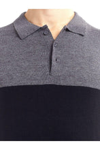 Load image into Gallery viewer, Knitwear - Contrast Knitted Polo Short Sleeve Charcoal Black
