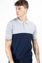 Load image into Gallery viewer, Knitwear - Contrast Knitted Polo Short Sleeve Grey Navy