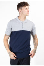 Load image into Gallery viewer, Knitwear - Contrast Knitted Polo Short Sleeve Grey Navy
