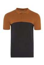 Load image into Gallery viewer, Knitwear - Contrast Knitted Polo Short Sleeve Rust
