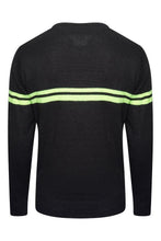 Load image into Gallery viewer, Knitwear - Crew Neon Stripe Jumper Charcoal