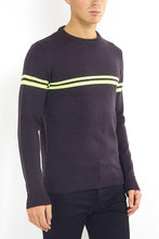Load image into Gallery viewer, Knitwear - Crew Neon Stripe Jumper Charcoal