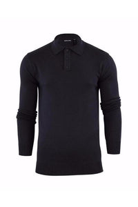 Knitwear - Lightweight Knitted Polo Long Sleeve Black