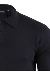Knitwear - Lightweight Knitted Polo Long Sleeve Black