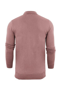 Knitwear - Lightweight Knitted Polo Long Sleeve Dusty Pink