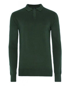 Knitwear - Lightweight Knitted Polo Long Sleeve Green