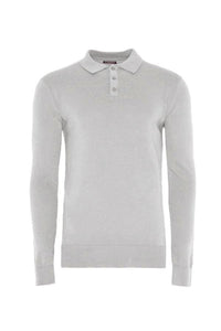 Knitwear - Lightweight Knitted Polo Long Sleeve Grey Marl