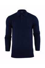 Load image into Gallery viewer, Knitwear - Lightweight Knitted Polo Long Sleeve Navy