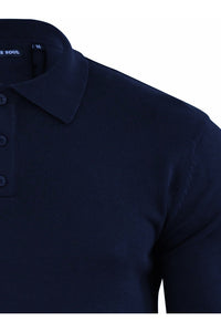 Knitwear - Lightweight Knitted Polo Long Sleeve Navy