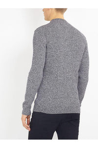 Knitwear - Muscle Fit Ribbed Turtle Knit Grey