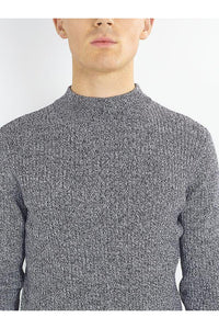 Knitwear - Muscle Fit Ribbed Turtle Knit Grey