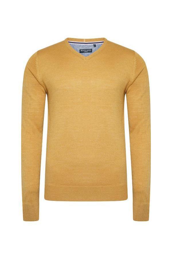 Knitwear - V Neck Lightweight Knit Mustard