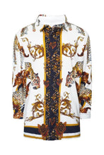 Load image into Gallery viewer, Leopard Baroque Long Sleeve Silky Shirt White