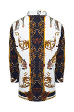 Load image into Gallery viewer, Leopard Baroque Long Sleeve Silky Shirt White