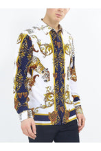 Load image into Gallery viewer, Leopard Baroque Long Sleeve Silky Shirt White