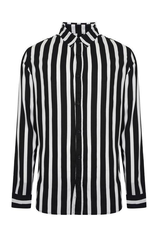 Long Sleeve Stripe Shirt Black
