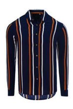 Load image into Gallery viewer, Long Sleeve Stripe Shirt Navy/ Orange