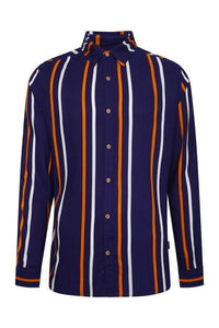 Long Sleeve Stripe Shirt Navy/ Orange
