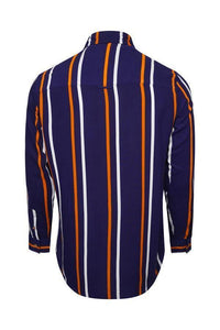 Long Sleeve Stripe Shirt Navy/ Orange