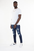 Load image into Gallery viewer, Skinny Distressed Jeans Dk Blue