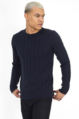 Cotton Cable Knit Jumper Navy