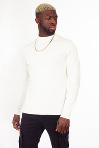 Ribbed Turtle Knit White
