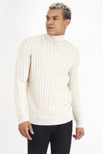 Load image into Gallery viewer, Cable Knit Roll Neck Sand